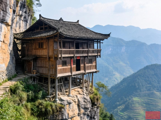 湘西悬崖吊脚楼，空中楼阁的湘西风情
