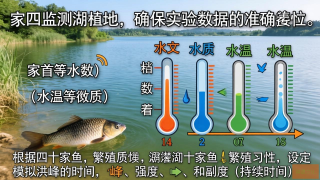 四大家鱼繁殖习性模拟实验，湖泊水文水质监测与洪峰模拟研究