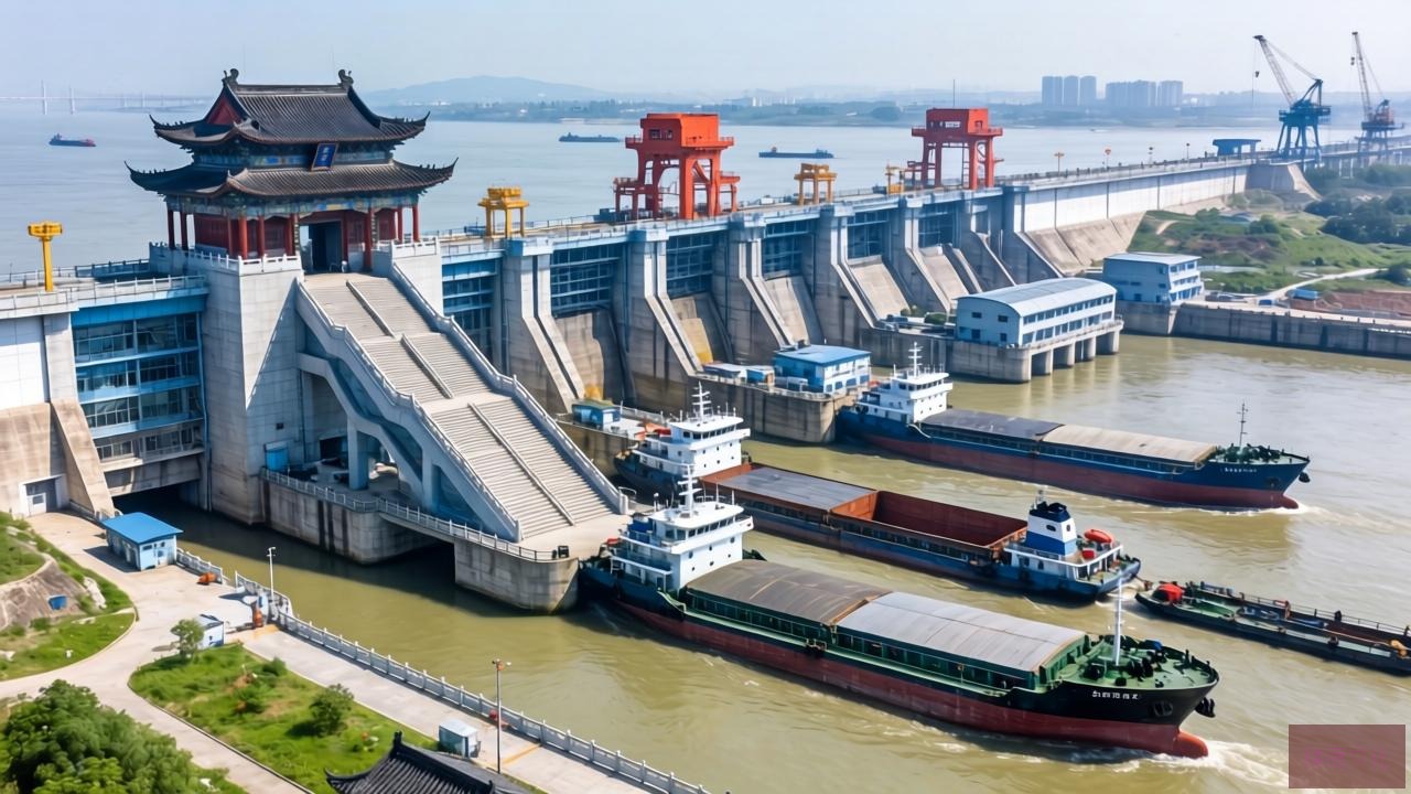 在长江的浩渺之中,一座宏伟的工程——双线五级船闸,犹如一座现代化的楼梯,让万吨船队得以爬升,穿梭于上下游之间。这不仅是水利工程的奇迹,更是我国科技创新与智慧结晶的生动体现
