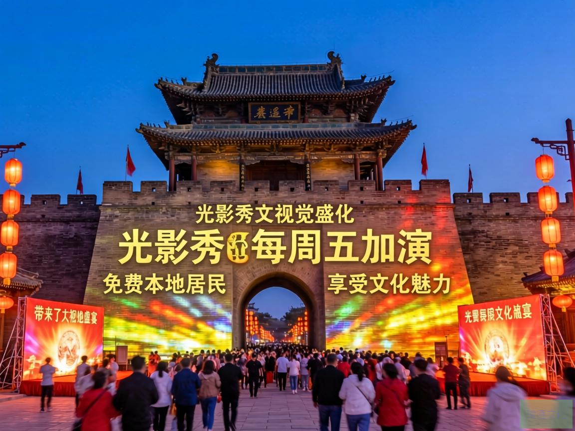 平遥古城，这座历史悠久的古城，近日迎来了一项令人振奋的文化盛事——光影秀每周五加演。这项活动不仅为游客带来了视觉盛宴，更是为本地居民提供了一个免费享受文化魅力的平台