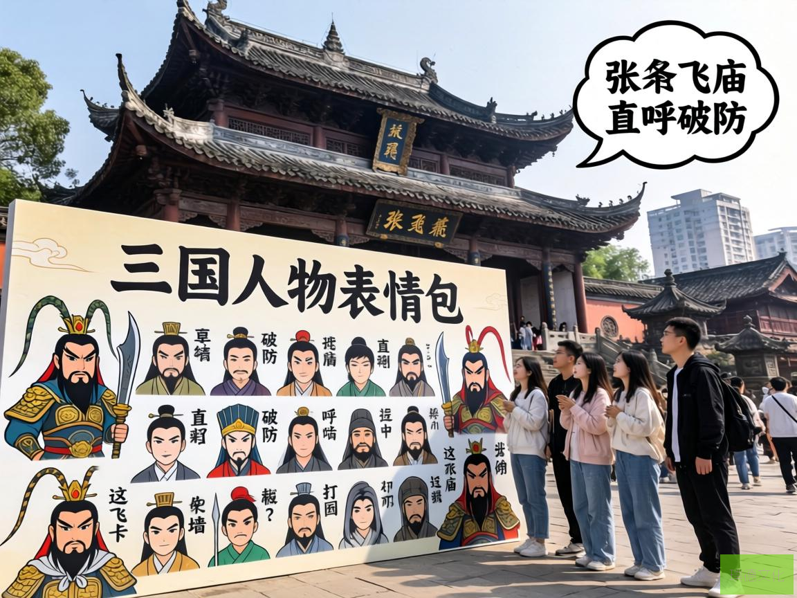 在阆中古城，一座古老的张飞庙不仅是三国文化的象征，更是历史与现代交融的见证。近日，这里推出了一项创新举措——三国人物表情包打卡墙，吸引了众多年轻人的目光，他们纷纷直呼破防