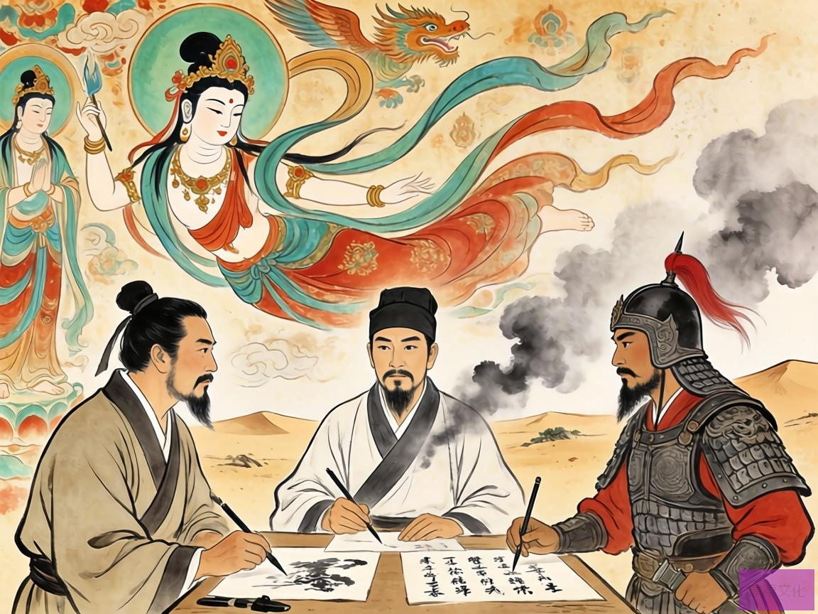 在这个孤岛时期，敦煌的文人墨客也展现出了非凡的智慧。他们不仅传承了汉唐的文化精髓，还融合了西域的风情，创作出了独特的艺术风格。敦煌壁画中的飞天形象，便是对这种文化融合的最佳诠释