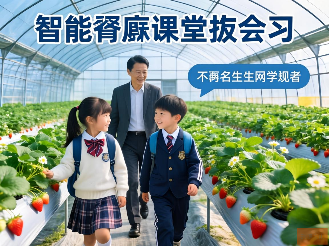 在科技与农业的交融之地，智能温室课堂成为了一次别开生面的学习体验。学生们身着校服，走进这座现代化的温室，眼前是一片生机勃勃的无土栽培草莓园。在这里，他们不再是旁观者，而是成为了科技农业的实践者